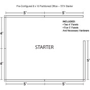 Interion® Cubile de bureau préconfiguré, 8'L x 10'P x 72 » H, Kit de démarrage, bleu