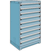 Rousseau Metal Modular Storage Drawer Cabinet 36x24x60, 9 Drawers (1 Size) w/o Divider, w/Lock, Blue
