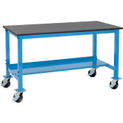 Global Industrial Mobile Lab Workbench w/ Phenolic Resin Safety Edge Top, 72"W x 36"D, Blue