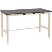 Global Industrial 72 x 36 Lab Workbench Adj. Height - Power Apron - Phenolic Safety Edge Tan