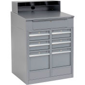 Global Industrial™ Cabinet Shop Desk w / Riser &7 Tiroirs, 34-1/ 2 « W x 30"D, Gris