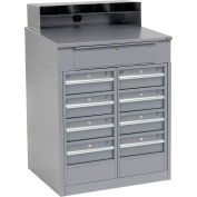 Global Industrial™ Cabinet Shop Desk w / Riser &9 Tiroirs, 34-1/ 2 « W x 30"D, Gris