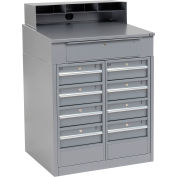 Global Industrial™ Cabinet Shop Desk w / Riser &9 Tiroirs, 34-1/ 2 « W x 30"D, Gris