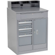 Global Industrial™ Cabinet Shop Desk w / Riser &4 Tiroirs, 34-1/ 2 « W x 30"D, Gris