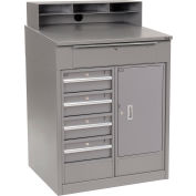 Global Industrial™ Cabinet Shop Desk w / Riser &5 Tiroirs, 34-1/ 2 « W x 30"D, Gris