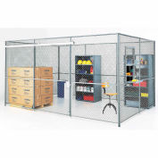 Global Industrial™ Wire Mesh Partition Security Room 20x10x8 without Roof - 2 Sides w/ Window