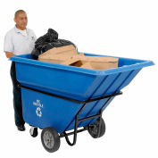 Global Industrial Heavy Duty Plastic Tilt Truck, 1 Cu. Yd. Cap,1250 Lbs. Cap, Blue