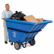 Global Industrial Extra HD Plastic Recycling Tilt Truck, 1 Cu. Yd. Cap, 2100 Lbs. Cap, Blue