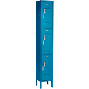 Global Industrial 3-Tier 3 Door Digital Locker, 12"W x 15"D x 24"H, Blue, Assembled