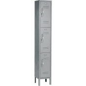 Global Industrial 3-Tier 3 Door Digital Locker, 12"W x 15"D x 24"H, Gray, Assembled