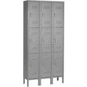 Casier à 9 portes Global Industrial™ Paramount® 3-Tier, 36 » L x 15"P x 78"H, gris, assemblé