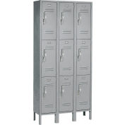 Global Industrial 3-Tier 9 Door Digital Locker, 12"W x 15"D x 24"H, Gray, Assembled