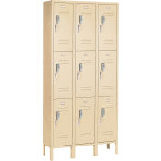 Global Industrial 3-Tier 9 Door Digital Locker, 12"W x 15"D x 24"H, Tan, Assembled