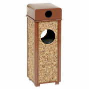 Global Industrial Stone Panel Trash Weather Urn, Brown, 2-1/2 Gallon, 10-1/4" Square x 28"H