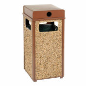 Global Industrial™ Stone Panel Trash Weather Urn, Brown 24 Gallon, 17-1/2" Square X 36"H