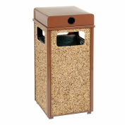 Global Industrial Stone Panel Trash Weather Urn, Brown, 12 Gallon, 13-1/2" Square x 35"H