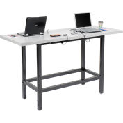 Interion® Standing Height Table With Power, 72"L x 30"W, Gray
