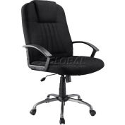 Interion® Task Chair With Headrest, High Back & Fixed Arms, Fabric, Black