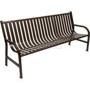 6 Feet Slatted Metal Bench - Brown
