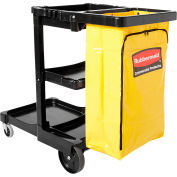 Rubbermaid® 6173-88 Janitor Cart avec sac en vinyle de 25 gallons, noir