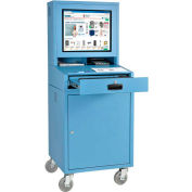 Global Industrial™ Mobile LCD Computer Cabinet, Bleu, Assemblé