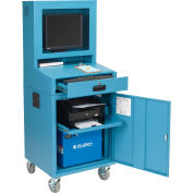 Global Industrial Mobile Powered LCD Computer Cabinet, 100AH Battery, Blue, Unassembled
