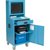 Global Industrial™ Mobile Powered LCD Computer Cabinet, batterie 100AH, bleu, non assemblé