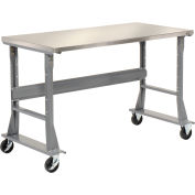 Global Industrial™ 72 x 30 Mobile Fixed Height C-Channel Flared Leg Workbench - Acier inoxydable