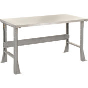 Global Industrial™ Atelier à jambes évasées avec toit de bord carré en acier inoxydable, 72"L x 30"D, Gris