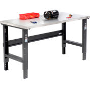 Global Industrial 60x30 Adj. Height Workbench C-Channel Leg, Stainless Steel Square Edge Black