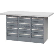 Global Industrial 60"W x 30"D Plastic Top 12 Drawer Workbench