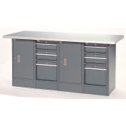 Global Industrial Workbench w/ Laminate Top, 6 Drawers & 2 Cabinets, 72"W x 24"D, Gray