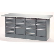 Global Industrial™ Workbench w/ Laminate Square Edge Top & 14 Drawers, 72"W x 30"D, Gray