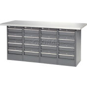 Global Industrial™ Workbench w/ Laminate Square Edge Top & 16 Drawers, 72"W x 30"D, Gray