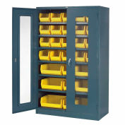 Global Industrial™ Locking Storage Cabinet Clear Door 48x24x78, 29 YL Bin, 6 Shelf Unassembled