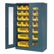 Global Industrial Locking Storage Cabinet Clear Door 48x24x78, 29 YL Bin, 6 Shelf Unassembled