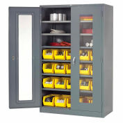 Global Industrial™ Locking Storage Cabinet Clear Door 48x24x78, 20 YL Bin, 6 Shelf Assembled