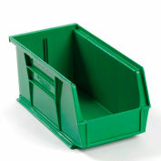 Global Industrial Plastic Stack & Hang Bin, 5-1/2"W x 10-7/8"D x 5"H, Green - Pkg Qty 12