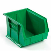 Global Industrial Plastic Stack & Hang Bin, 8-1/4"W x 10-3/4"D x 7"H, Green - Pkg Qty 6