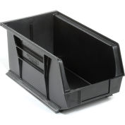 Global Industrial™ Plastic Stack & Hang Bin, 8-1/4"W x 14-3/4"D x 7"H, Noir, qté par paquet : 12
