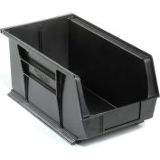 Bac industriel™ en plastique Global Stack & Hang Bin, 8-1/4 po L x 14-3/4 po L x 7 po H, noir, qté par paquet : 12