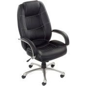 Interion® Executive Chair With High Back & Fixed Arms, Bonded Leather/Saddle Stitching, Black
