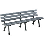 Banc de parc industriel™ mondial de 6 'w / dossier, gris