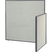 Interion® Pre-Configured Office Cubicle - 5'W x 4'D x 60"H - Add-On Kit - Gray