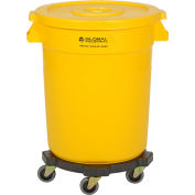 Global Industrial™ Plastic Trash Can avec Lid & Dolly - Gallon 20 jaune