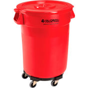 Global Industrial™ Plastic Trash Can avec Couvercle & Dolly - 32 Gallon Rouge