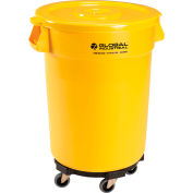 Global Industrial™ Plastic Trash Can avec Lid & Dolly - Gallon 32 jaune