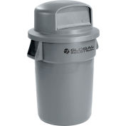 Global Industrial Plastic Trash Can with Dome Lid - 44 Gallon Gray