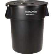 Poubelle en plastique industrielle ™ mondiale avec couvercle - 55 gallons noir