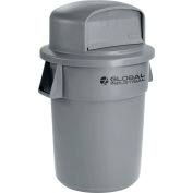 Global Industrial Plastic Trash Can with Dome Lid - 55 Gallon Gray